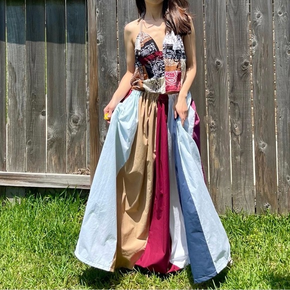 Handmade Quilted Halter Crop Top – Cowboy Tie-Dye Mix SKU 05061 - Picture 8 of 10